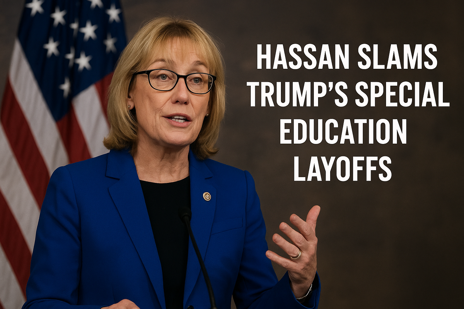 Sen. Maggie Hassan addressing reporters about Trump’s special education layoffs amid U.S. shutdown