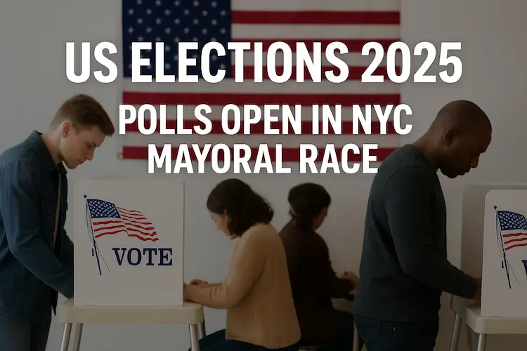 Voters casting ballots in polling stations across the United States during the 2025 elections