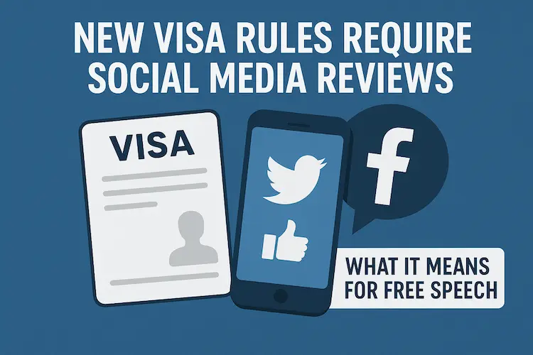 Illustration showing social media screening as part of new U.S. visa application rules