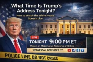 Donald Trump delivering a primetime address from the White House on December 17