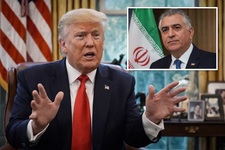 Donald Trump speaking about Reza Pahlavi and Iran protests during an Oval Office interview